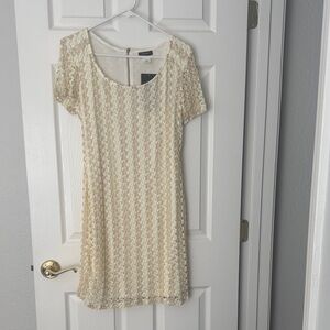 Cocomo Cream Lace Short Sleeve Mini Dress